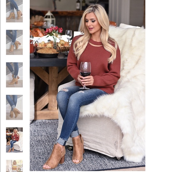 Taupe All season Peep Toe Suede bootie - Picture 4 of 8